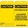 National Marker Co NMC Tags, Caution, 6in X 3in, Yellow/Black, 25/Pk RPT28